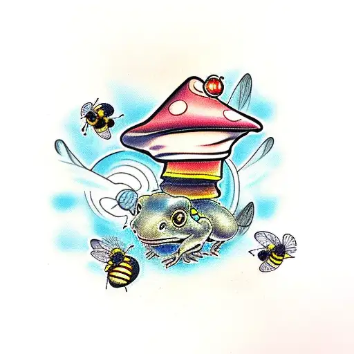 Toadstool With Bee