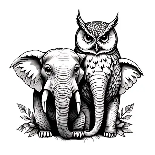Owl And Elephant Friends