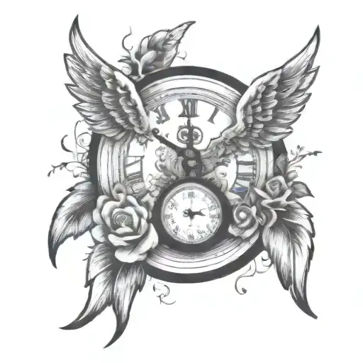 Broken Clock With Angel Wings At The Back For Stillbirth Baby
