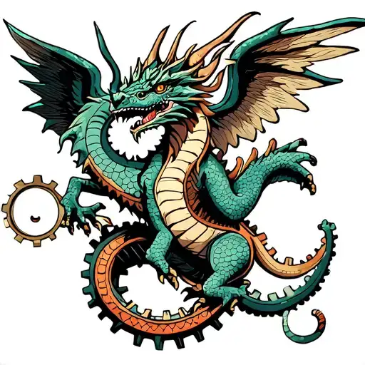 Dragon With Wings And Gears Incorporated