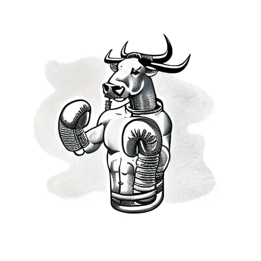 A Bull Wearing Boxing Gloves While Using Crutches