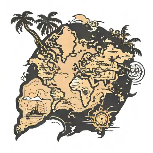 A Map Of The World With Palm Trees Marking Different Countries