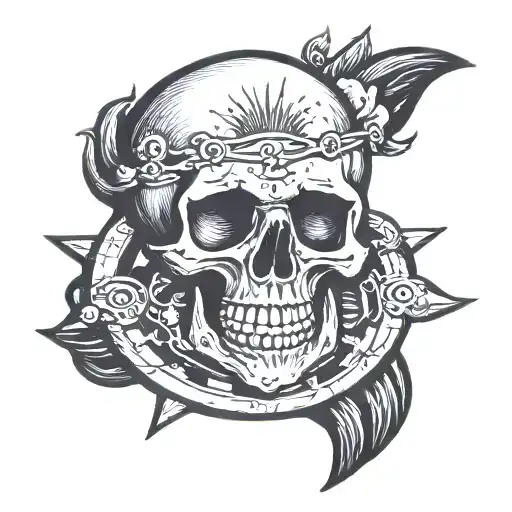 Skull With A Wheel In The Teeths