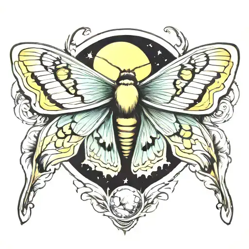 Lunar Moth With Moon