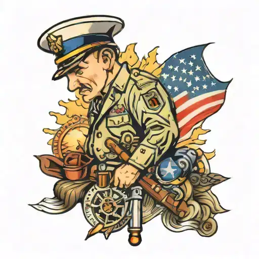 American Traditional Military Theme Leg Sleeve