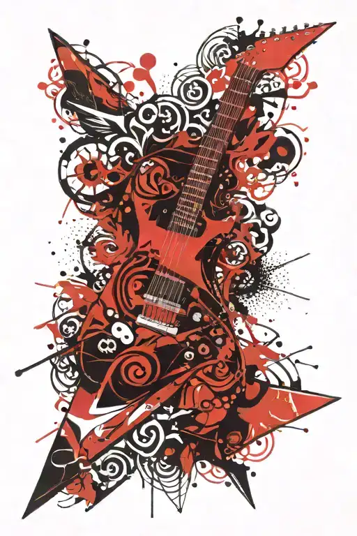 Flying V Guitar With Tribal Patterns