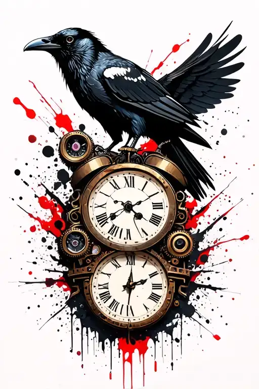 Steampunk Raven On Clock
