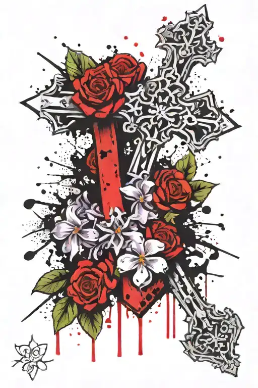 Lilac Irish Clattering Cross Tattoo Design Inspired