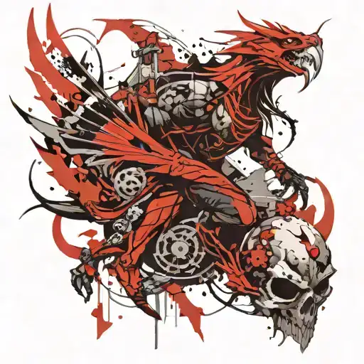 Ninja And Dragon And Skull And Eagle