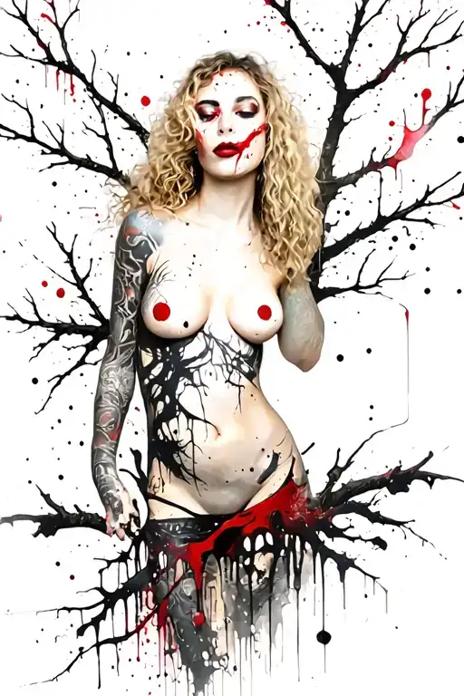 Sensual Forest Woman Tree Hunter Silhouette