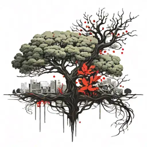 Blossoming Tree With Moss