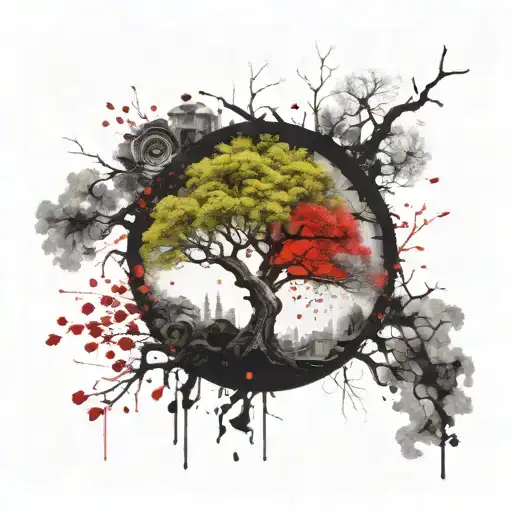 Blossoming Tree With Moss