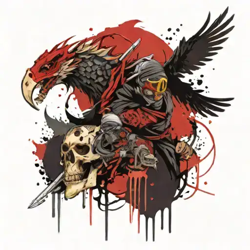 Ninja Next To The Dragon And Skull Next To The Eagle