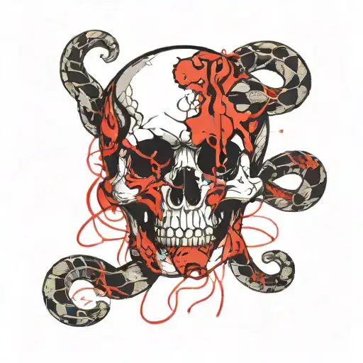 Snake Gripping Snake Through Skull