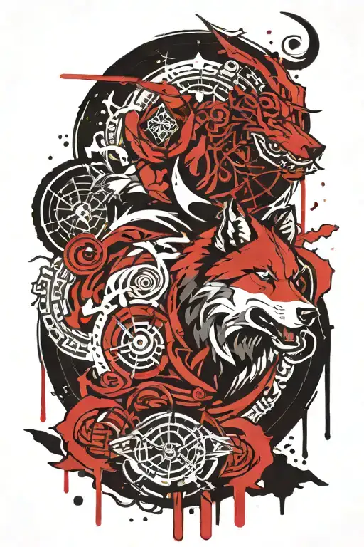 Combining The Emblem Of The Wolf School Witch Amulet With The Samurai Logo