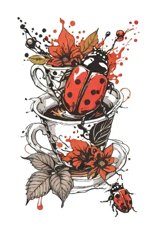 Cup Of Coffee And A Ladybug