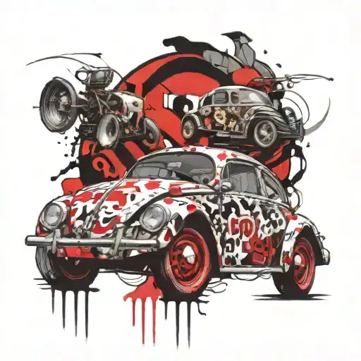 Vw Beetle Drag Car 3 Children Posing