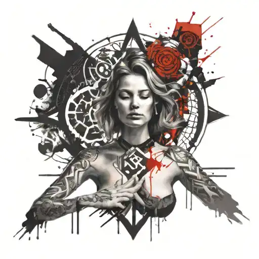 A Beautiful Woman Hovering Over A Complex Sigil Meditating