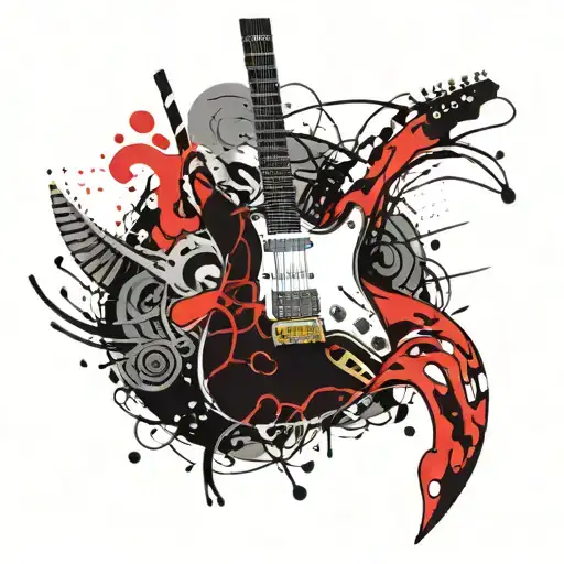 A Guitar Morphing Into A Martial Arts Weapon Like A Sword Or Nunchucks