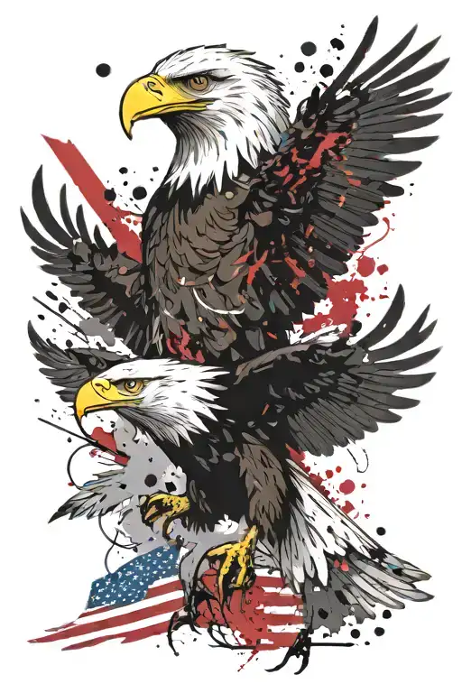 Bald Eagle Flying And 1776 Flag Waving