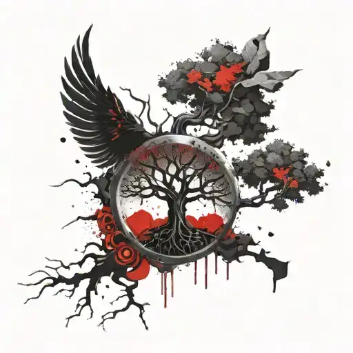 Tree Of Life Intertwined With A Shield