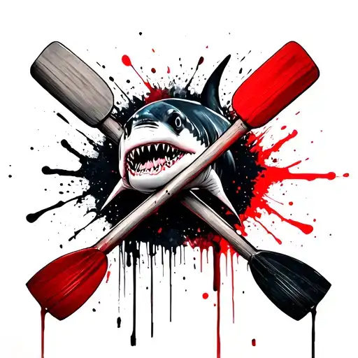Shark And Crossed Rowing Oars Intertwined