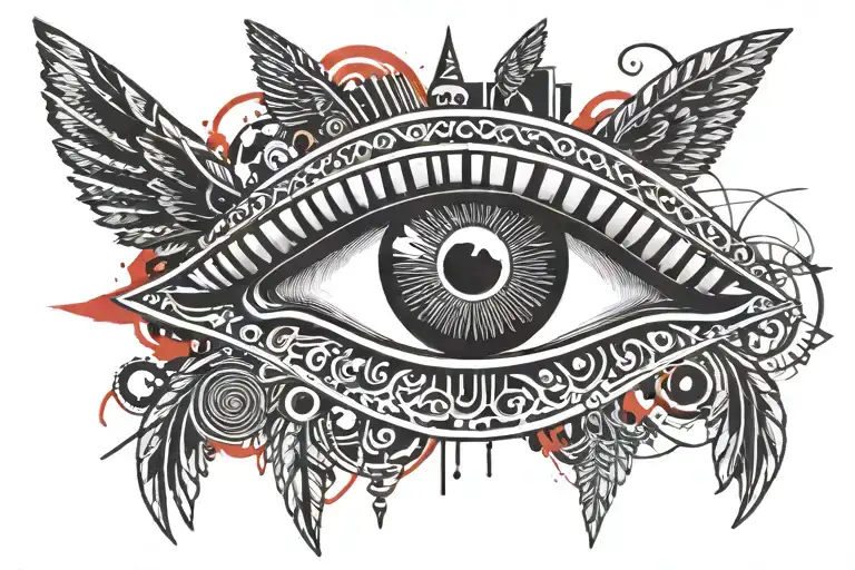 Eye Of Ra With Egyptian Wings