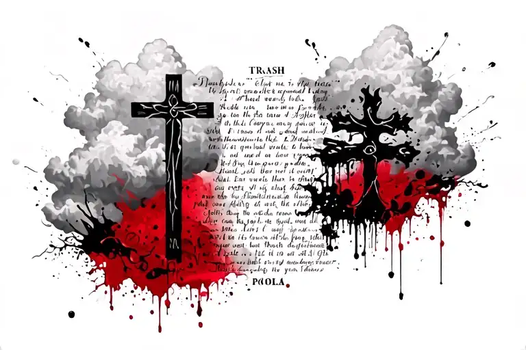 Clouds With Cross And Bible Verse With A Date In Roman Numerals