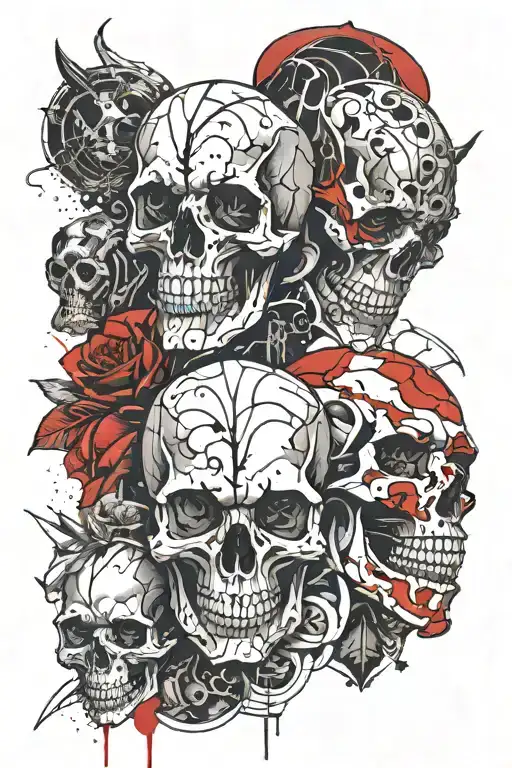 Triple Skull And Panter Face Split