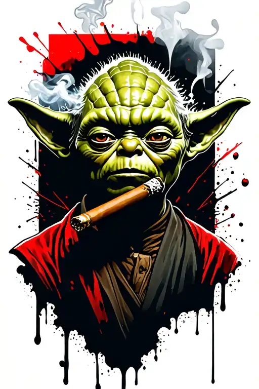 Yoda Smoking A Cigar Smoke