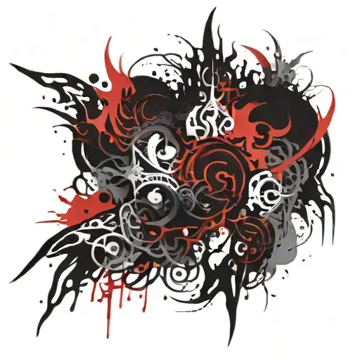 Gothic Red Tribal Flames Pattern