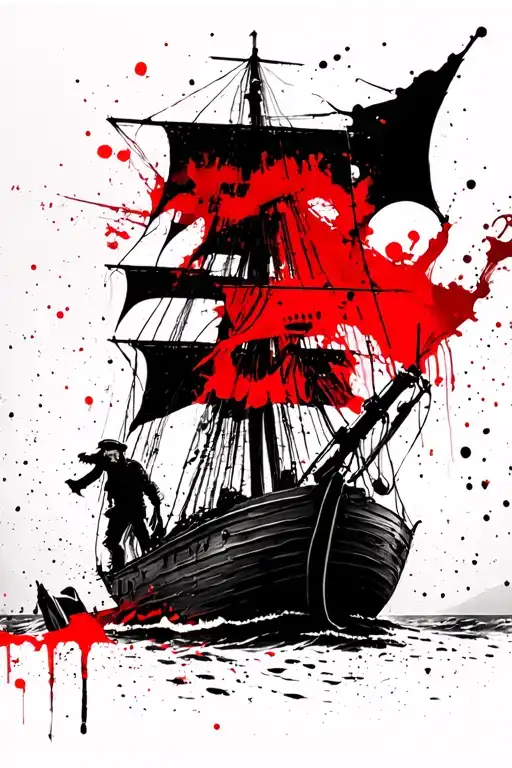 Pirate Ship With Man Walking The Plank