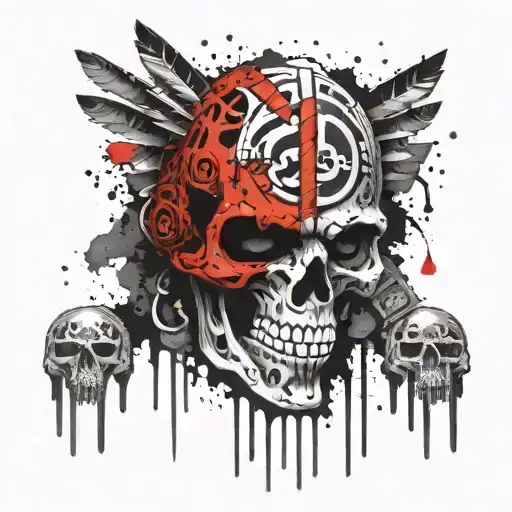 Aztec God Of Death With Skulls