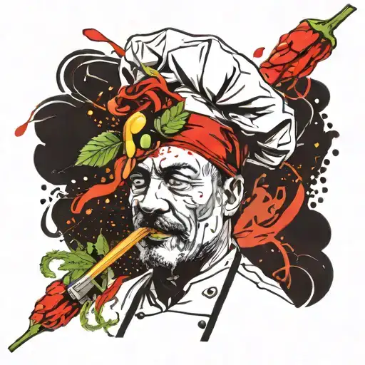Chef Hat & Smoking Weed With Chili Peppers Forming