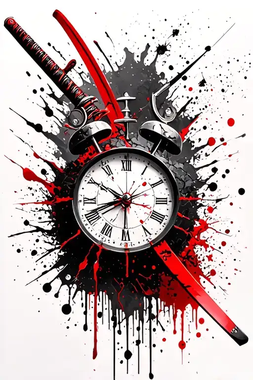 Broken Sand Clock With Katana