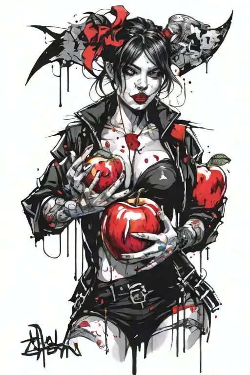 Sexy Demon Girl Holding Apple