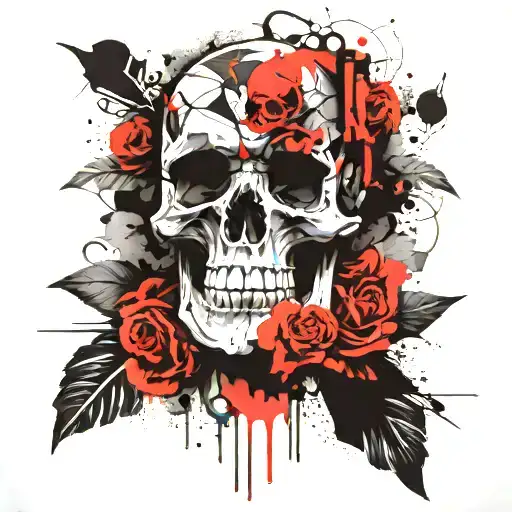 Skull Face Tattoo Design Combining Elements Of Philosophy