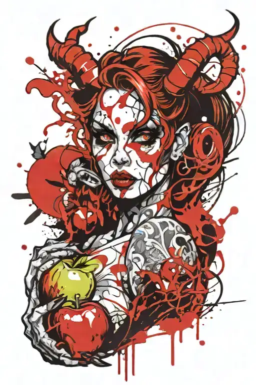 Sexy Girl Demon Holding An Apple