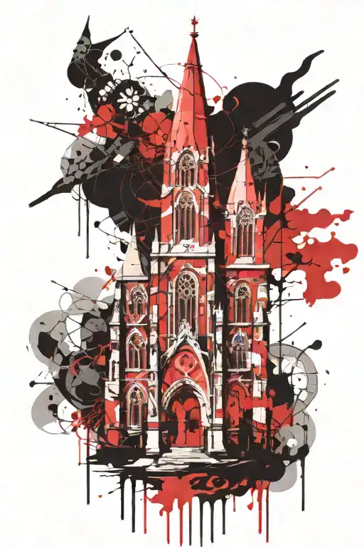 Gothic Church Towers With Background Filler