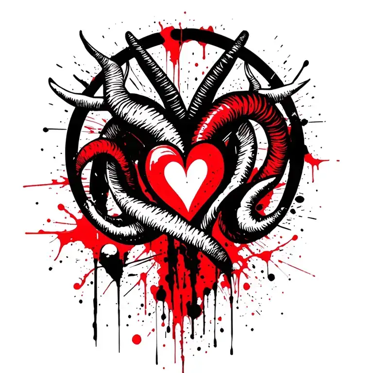 Capricorn Sign Intertwined With Aries Sign With A Heart