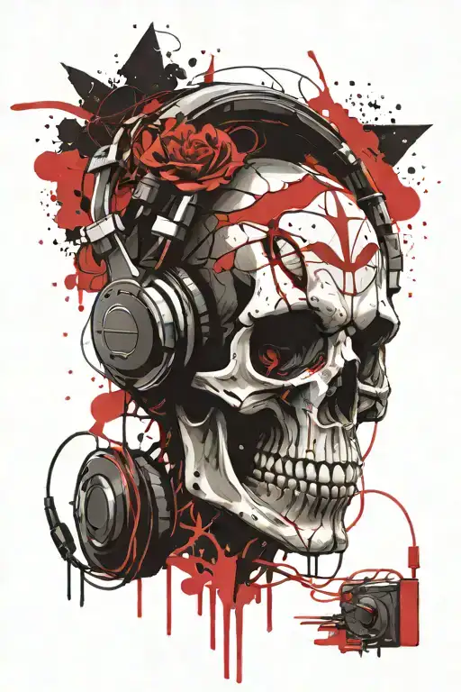 Spooky Skull Wearing Headphones