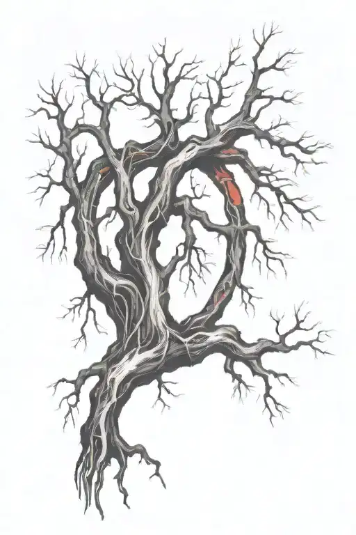 Big Tree With Long Roots Reaching Deep