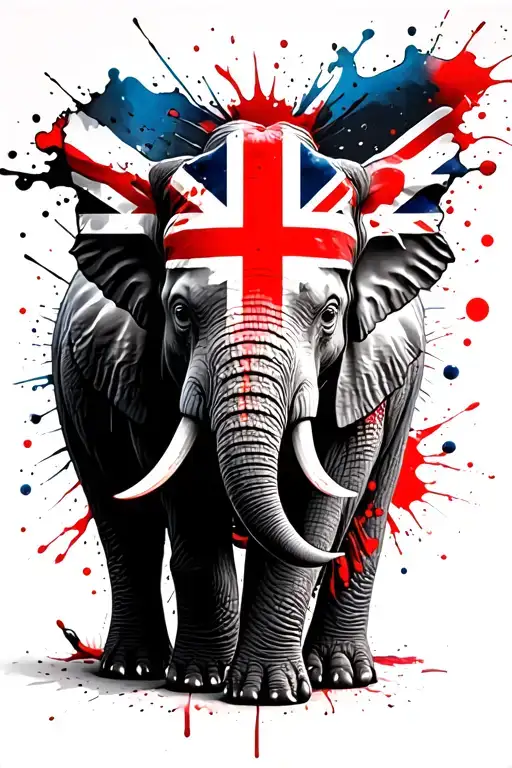 Small Tiny Elephant With A Union Jack Flag