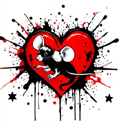 Bloodbad And A Mouse In A Heart Shape With Star