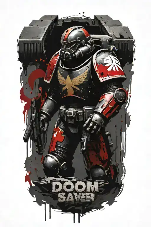 Space Marine Warhammer 40K Space Marine Doom Slayer Rosen Schriftzug