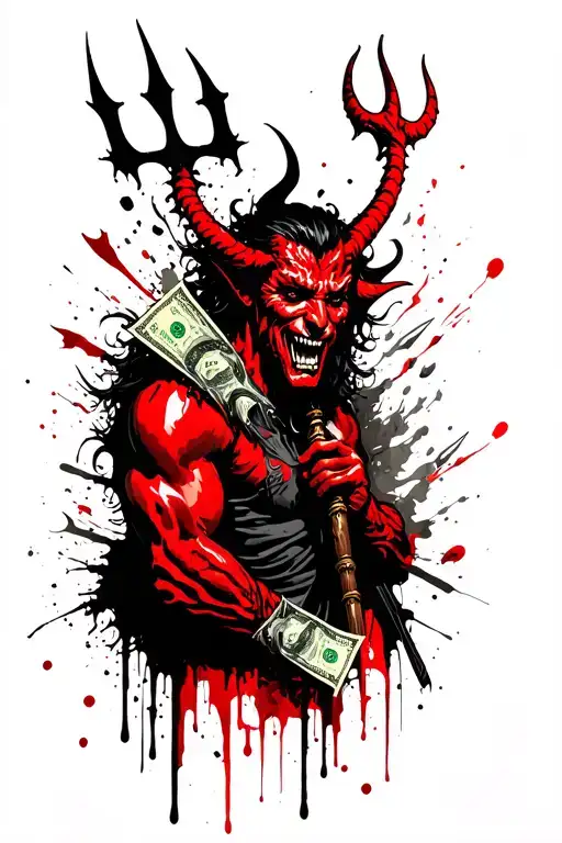 The Devil With A Trident Full Of Money