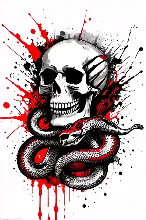 Skeleton Skull With Snake