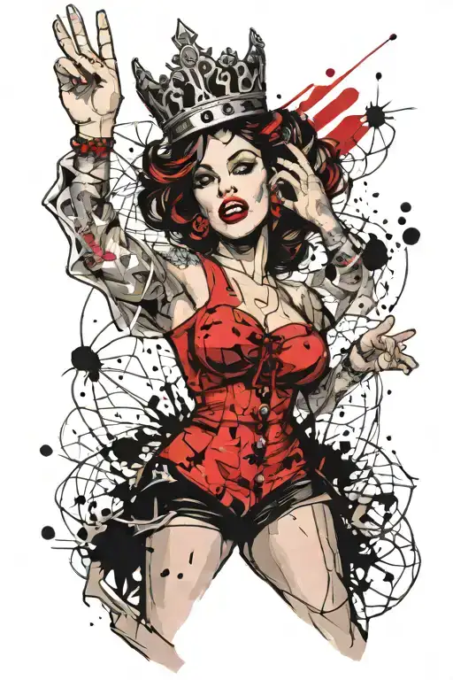 Salor Pin Up Girl Flipping The Middle Finger And The Other Hand Is Holding A Crown