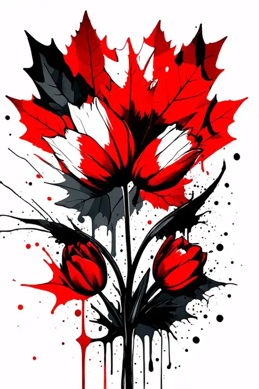 Tulips Maple Leaves Flag Canada