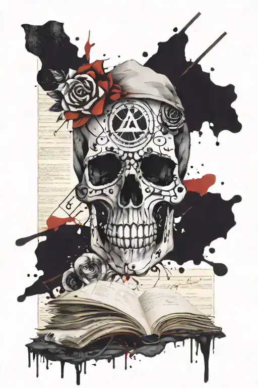 Voodoo Skull And Book Pages